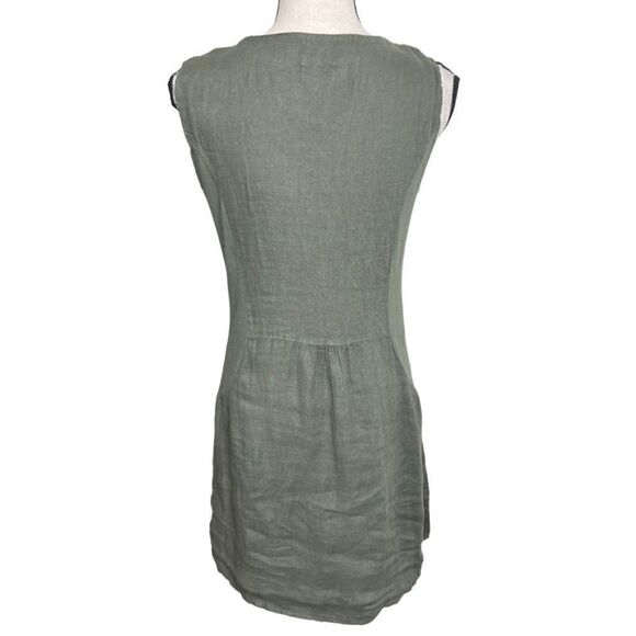 LINA TOMEI Army Green Sleeveless Linen Dress. Size Small - Picture 6 of 8